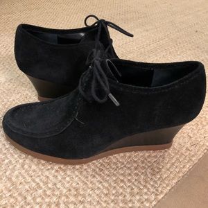 Ralph Lauren black suede wedge heels